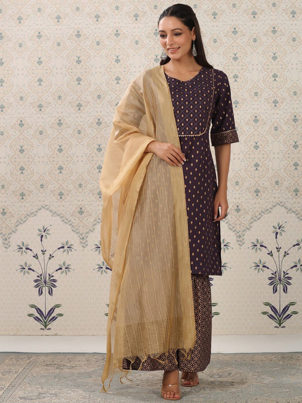 Ode by House of Pataudi Ethnic Motifs Printed Regular Gotta Patti Pure Cotton Kurta with - Distacart