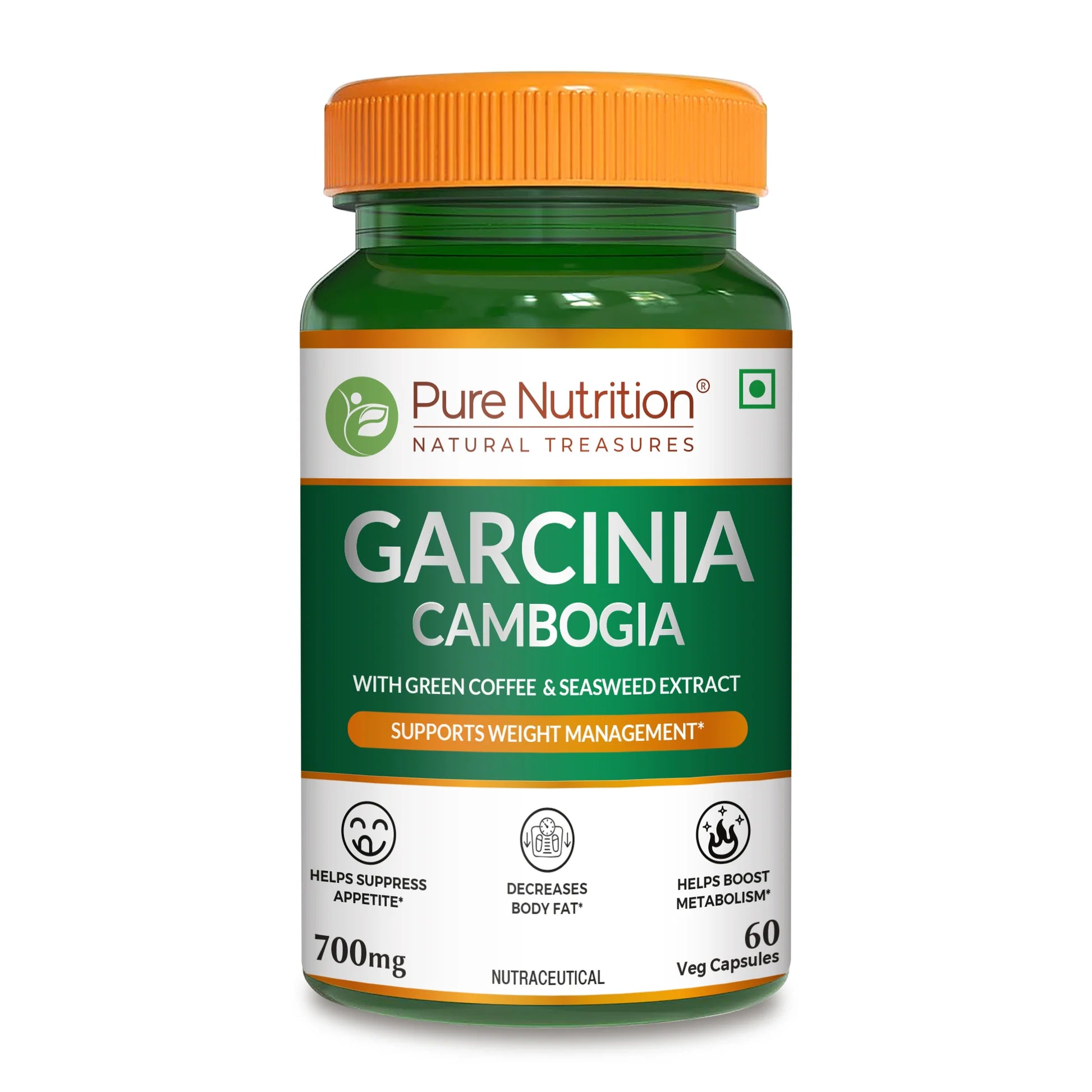 Pure Nutrition Garcinia Cambogia with Green Coffee & Seaweed Extract Capsules - Distacart