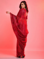 Thumbnail for Anouk Red & Gold-Toned Embellished Sequinned Pure Georgette Saree - Distacart