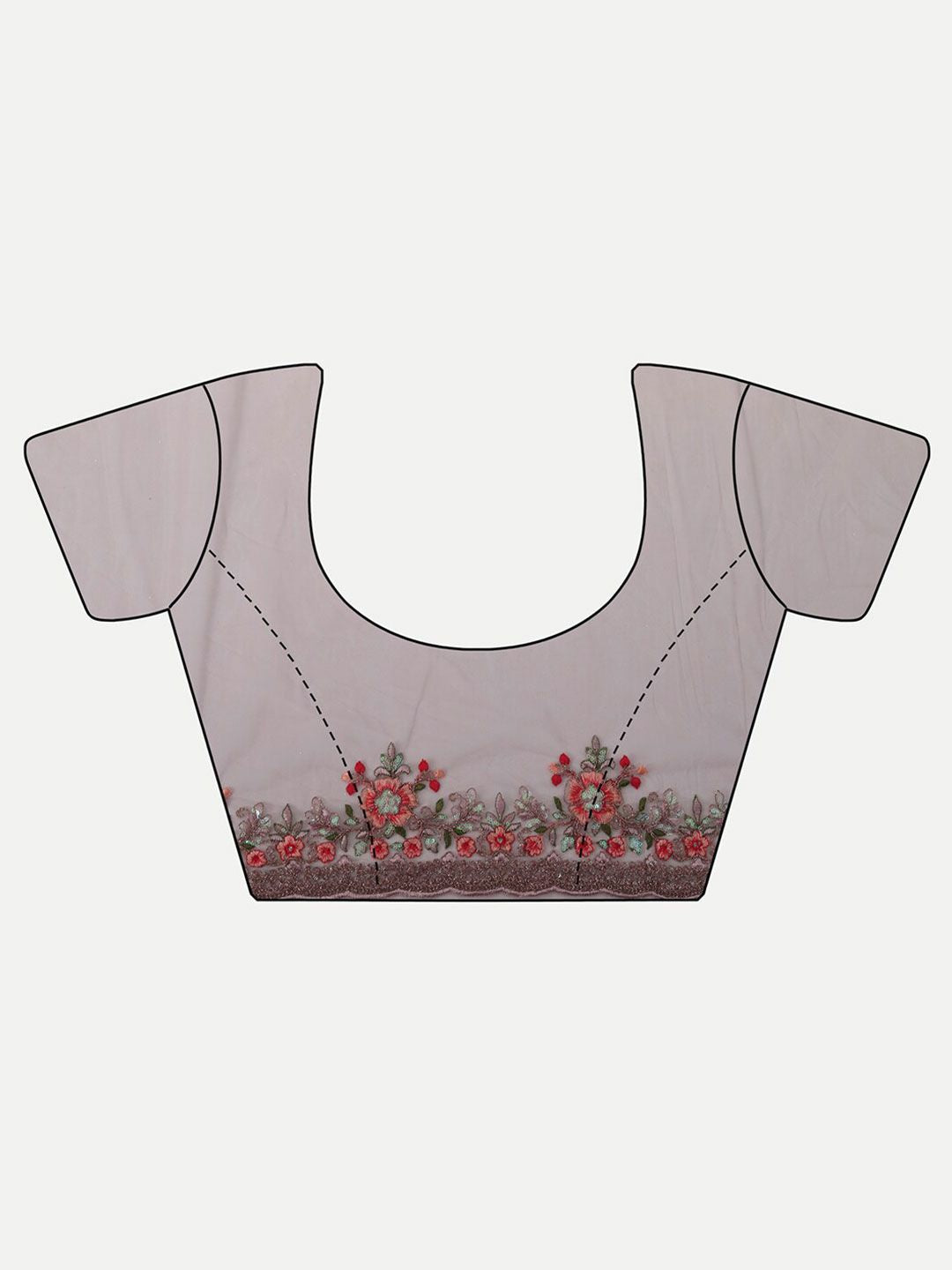 kasee Kasee Lavender & Red Floral Embroidered Net Saree - Distacart