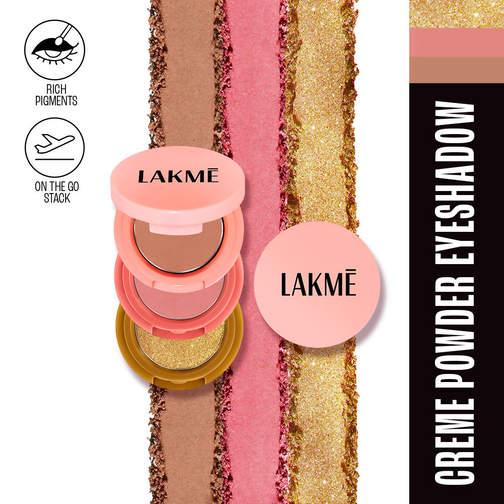 Lakme 9 To 5 Eyeconic Cream Powder Eyeshadow Stack - Golden Hour Goddess - Distacart