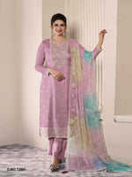 Thumbnail for Anaita Purple Moonga Silk Stitched Suit with Embroidery Sequence Work - Distacart