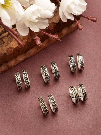 NVR Women's Set of 5 Silver-Plated German Silver Toe Ring - Distacart