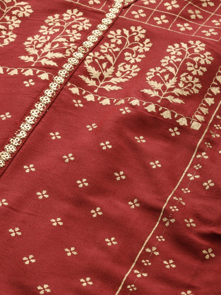 All About You Women Red Ethnic Motifs Printed Kurta with Trousers & With Dupatta - Distacart