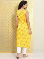 Thumbnail for Ode by House of Pataudi Women Yellow Ethnic Motifs Printed Rozana Straight Kurta - Distacart