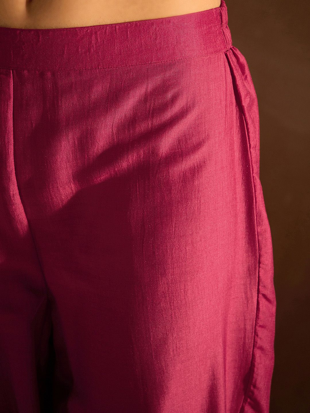 Indo Era Red Floral Embroidered Regular Kurta with Trousers & Dupatta