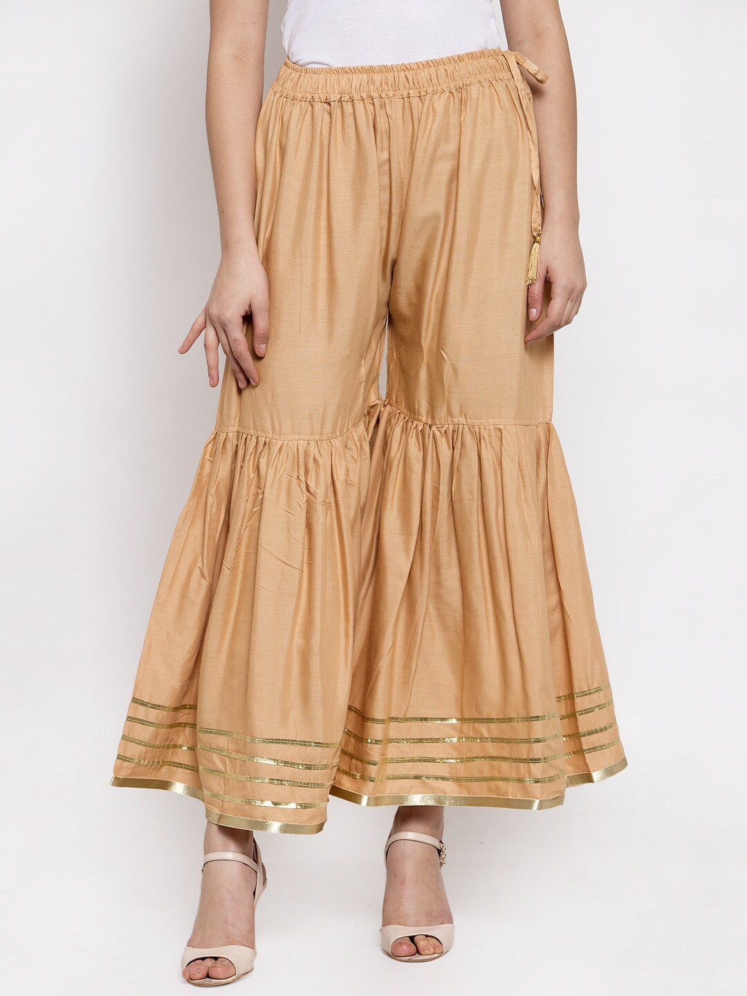 TAG 7 Women Flared Regular Palazzos - Distacart