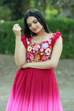 Thumbnail for Jyoti Fashion Women's Pink Sequins Embroidery Faux Blooming Anarkali Dress - Distacart