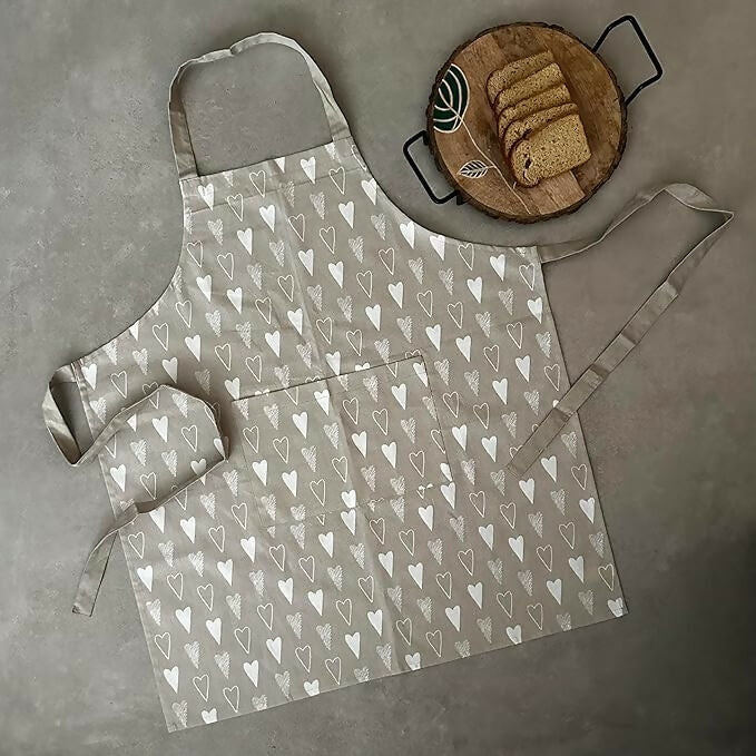 Oak & Lily 100% Cotton Kitchen Apron-Red Heart - Dista