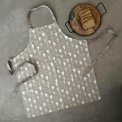 Oak & Lily 100% Cotton Kitchen Apron-Red Heart - Dista