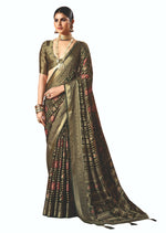 Thumbnail for Joban Fashion Green Dull Moss Brasso Saree