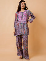 Thumbnail for HOUSE OF KARI Floral Embroidered Regular Chikankari Straight Kurta with Palazzos - Distacart