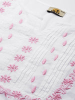 Thumbnail for ADA Ethnic Motifs Embroidered Chikankari Cotton Kurta - Distacart