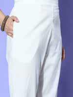 Thumbnail for All About You Women Blue Embroidered Regular Mirror Work Liva Kurta with Trousers - Distacart