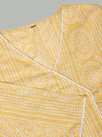 Thumbnail for Ode by House of Pataudi Bandhani Printed Angrakha Pure Cotton Kurta with Trousers - Distacart