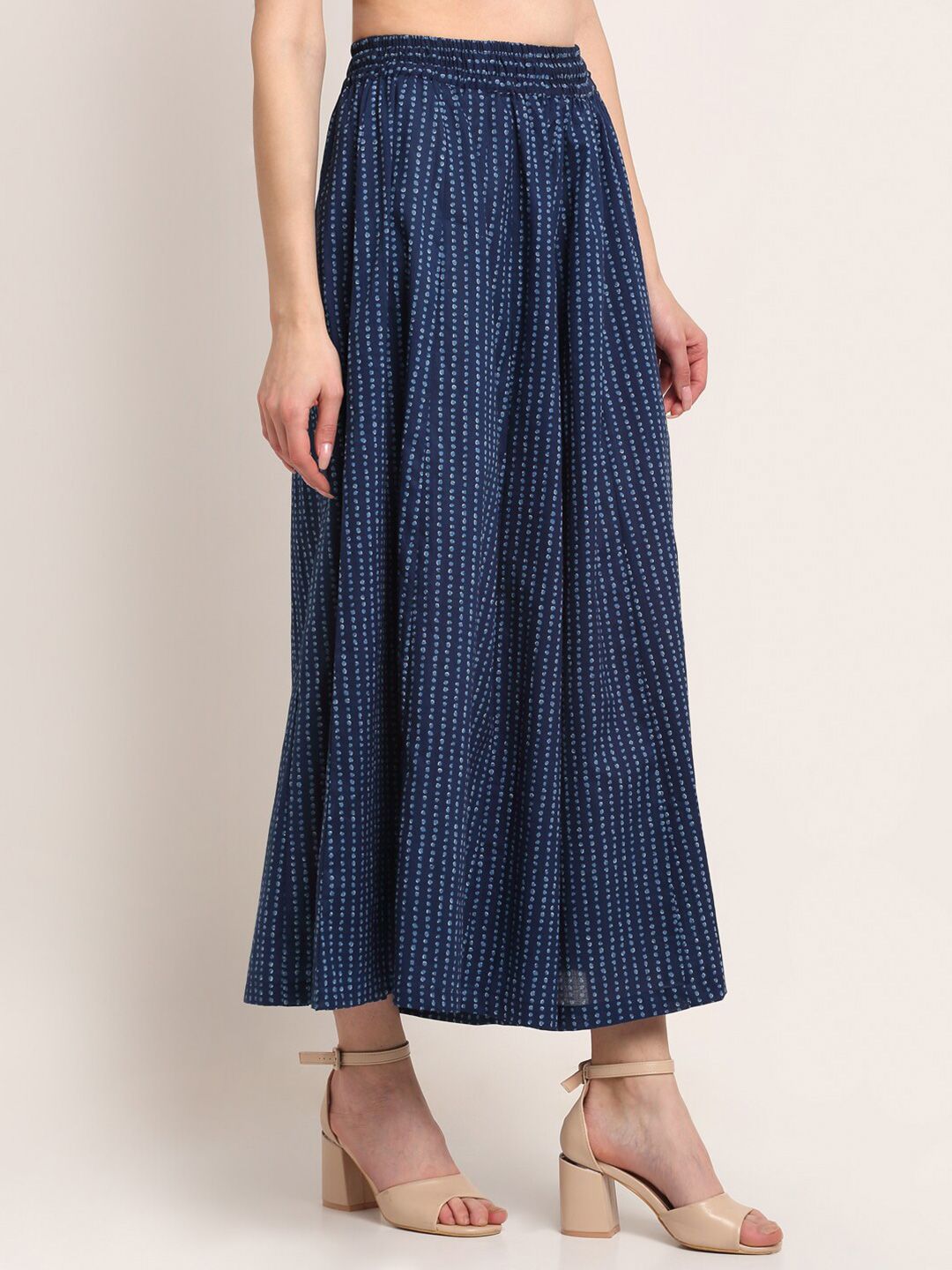 TAG 7 Women Navy Blue Indigo Floral Print Flared Palazzo - Distacart