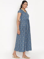 Thumbnail for AURELIA Blue Ethnic Motifs Ethnic Maxi Dress