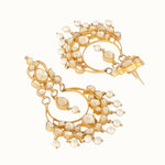 Thumbnail for Nuyug 22K Gold Plated Kundan Studded Contemporary Shaped Pearl Drop Chandbalis