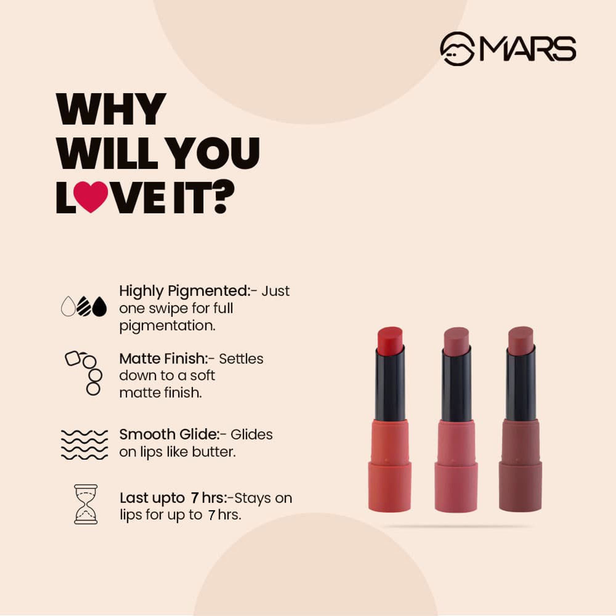 MARS Cosmetics Matte Lipsticks Box - 01 Reds and Maroons