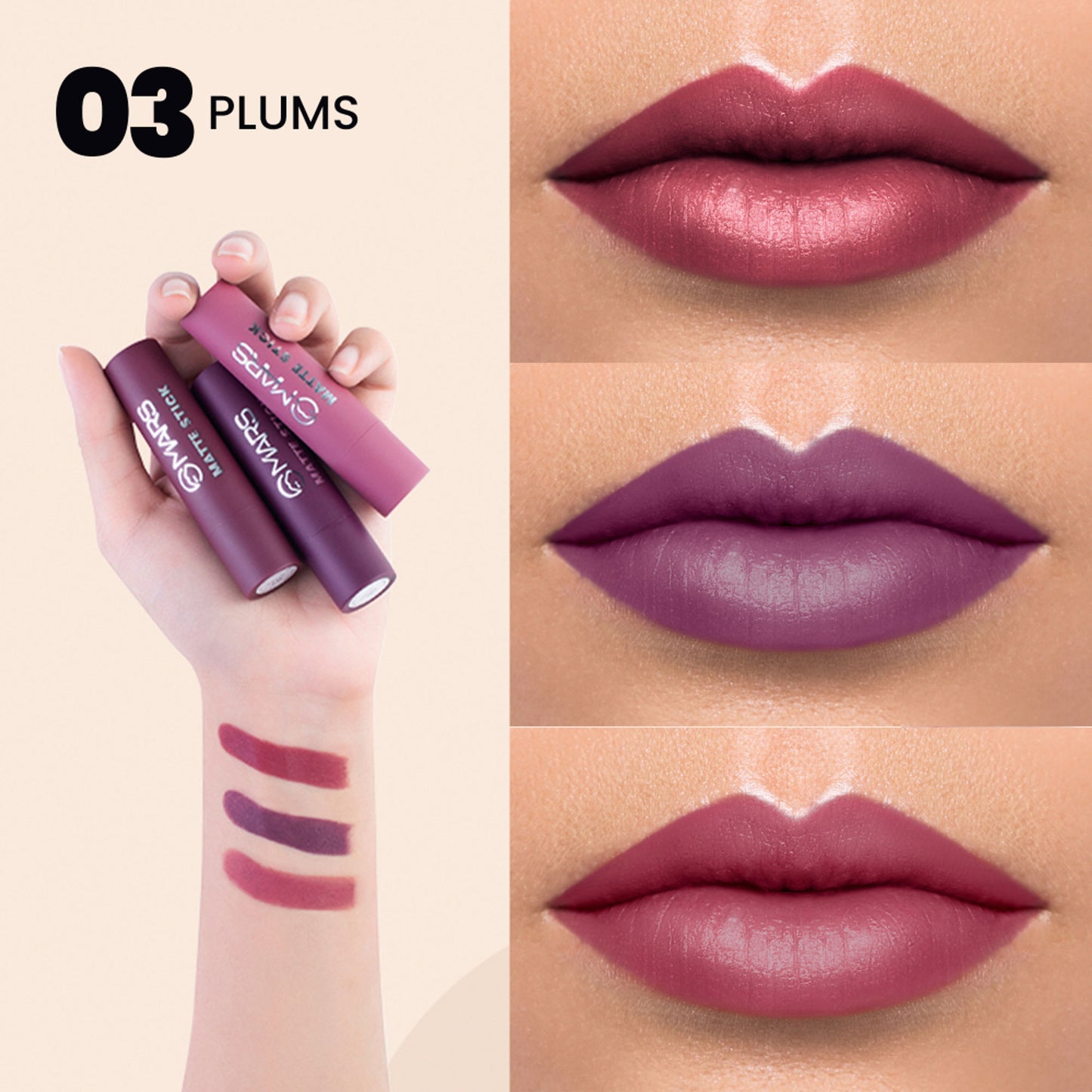 MARS Cosmetics Matte Lipsticks Box - 03 Plums - Distacart