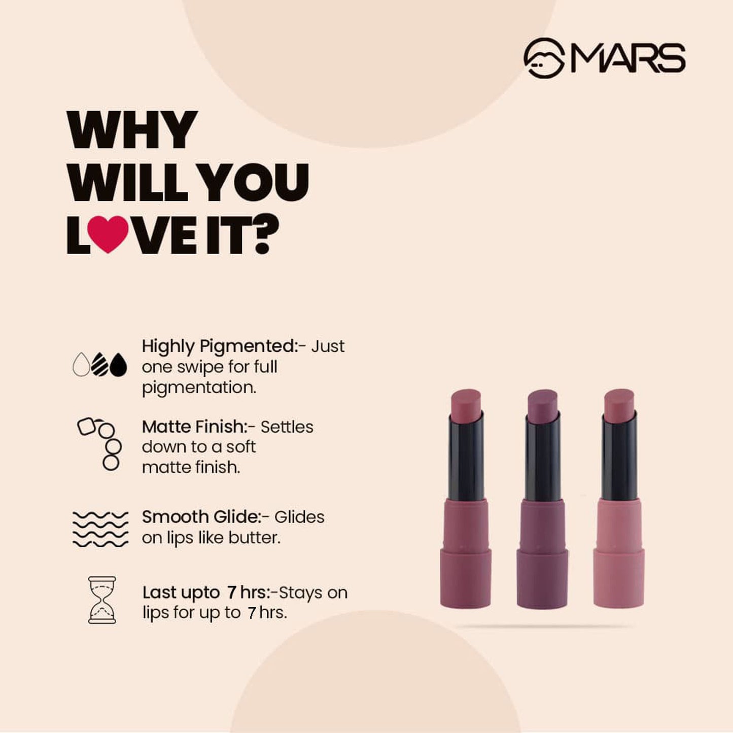 MARS Cosmetics Matte Lipsticks Box - 03 Plums - Distacart