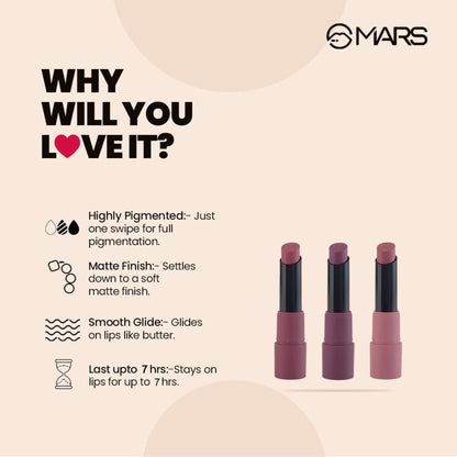 MARS Cosmetics Matte Lipsticks Box - 03 Plums - Distacart