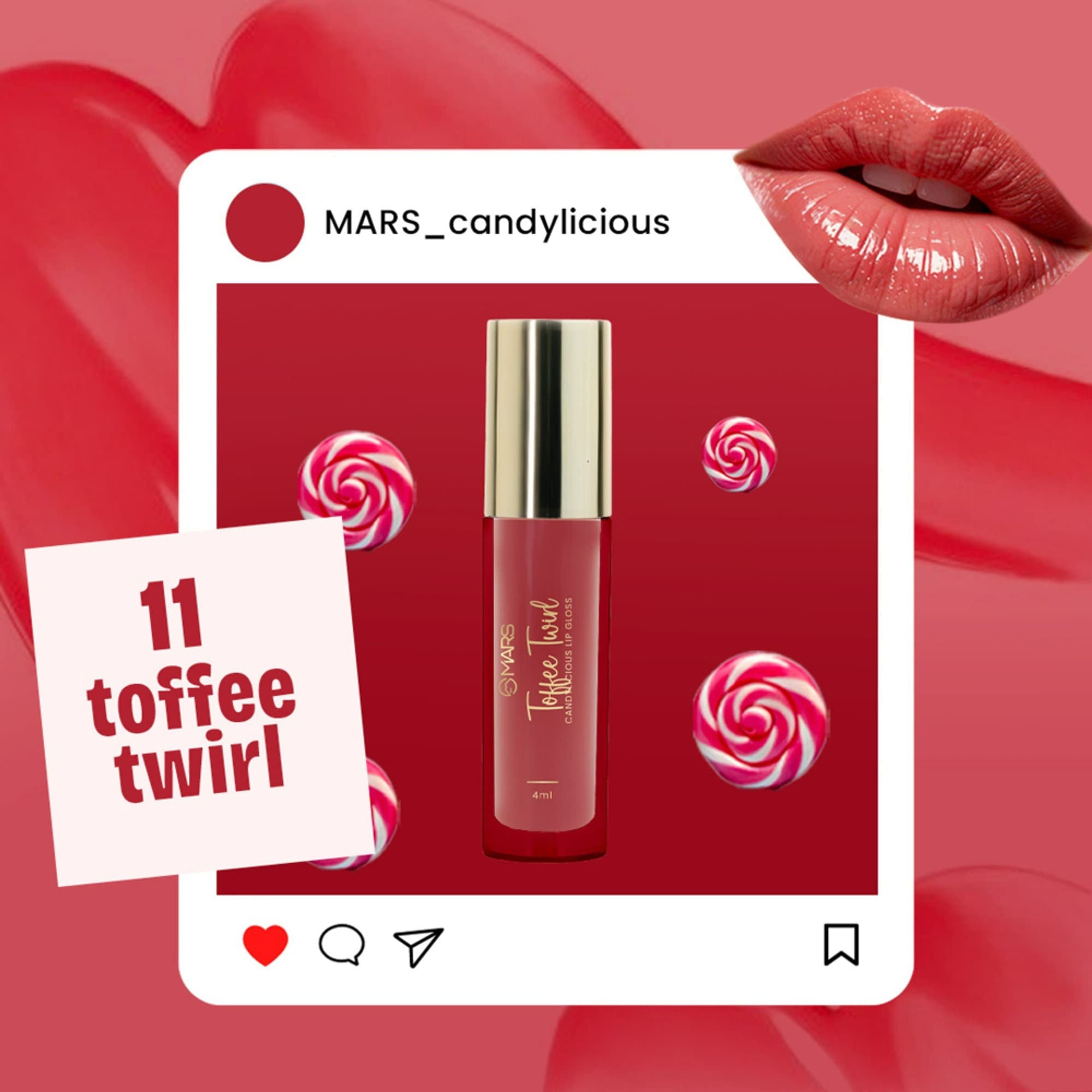 MARS Cosmetics Candylicious Colored Lip Gloss - Toffee Twirl - Distacart