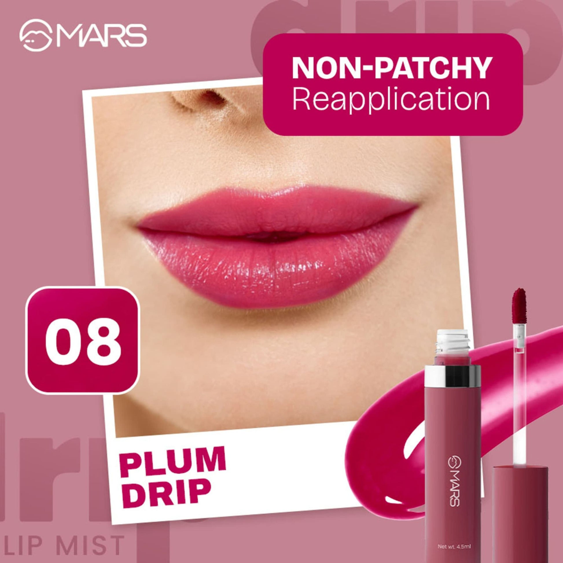 MARS Cosmetics Drip Lip Mist - 08 Plum Drip - Distacart