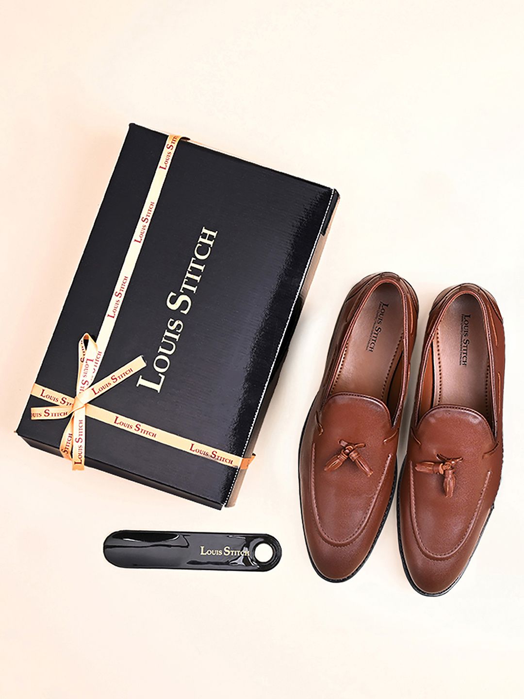 LOUIS STITCH Men Formal Slip On Tassel Moccasin Shoes