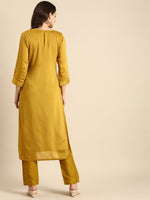 Thumbnail for All About You Women Mustard Yellow & Off-White Ethnic Motifs Embroidered Kurta Set - Distacart
