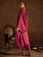 Thumbnail for Indo Era Red Floral Embroidered Regular Kurta with Trousers & Dupatta