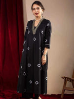 Thumbnail for Kalini Geometric Printed V-Neck Pure Cotton A-Line Kurta With Palazzos