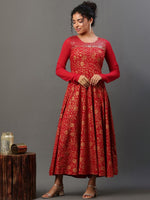 Thumbnail for AURELIA Floral Printed Sequinned A-Line Ethnic Dress