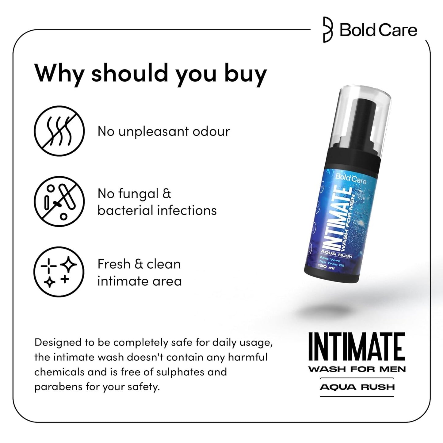 Bold Care Aqua Rush Intimate Wash for Men - Distacart