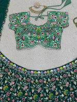 Thumbnail for Jyoti Fashion Women's Bottle Green Faux Georgette Sequins with Thread Embroidered Designer Lehenga Choli Set - Distacart