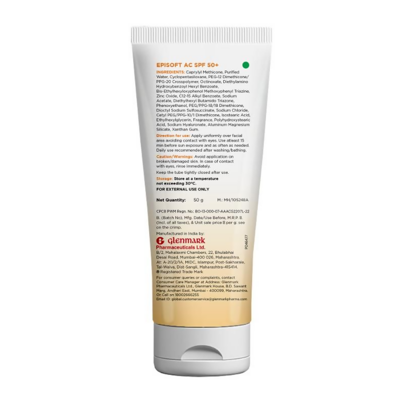 Episoft AC SPF 50+ Hydrating Sunscreen Matte Finish And Oil Free Formula - Distacart