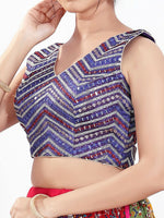 Thumbnail for Joban Fashion Purple Silk Padded Blouse With V Neck Sleeveless - Distacart