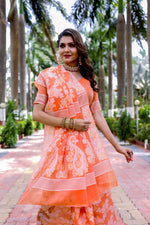 Thumbnail for Partywear Designer Orange Jamdani contton Fancy Saree - Starwalk - Distacart