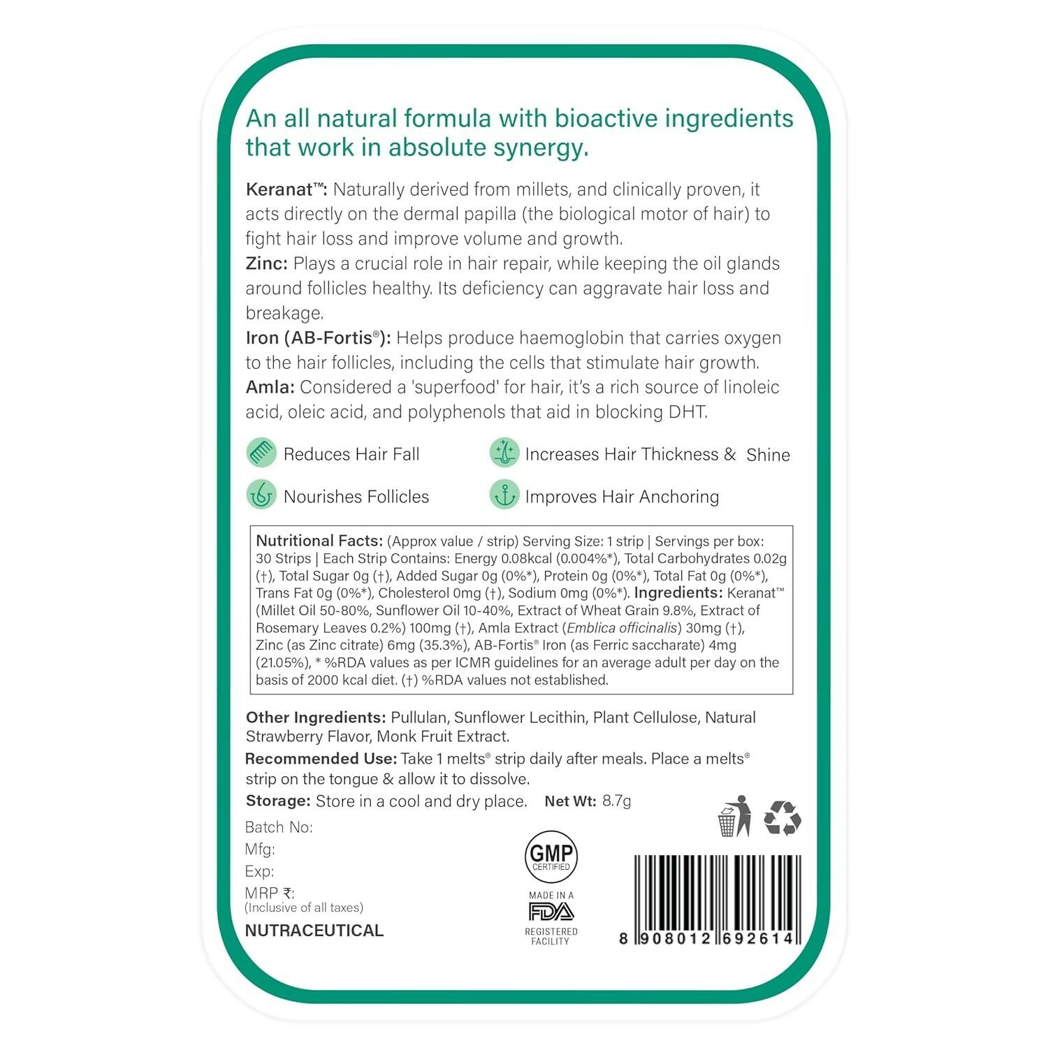 Wellbeing Nutrition Melts Healthy Hair & Hair Fall Control Strips Combo - Distacart