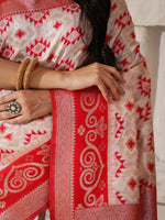 Thumbnail for Astita Linen Cotton Red & White Saree