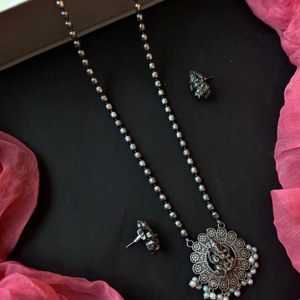 Joban Fashion Women Oxidize Black Polish Oxidized Ganeshji Pendant Chain Necklace And Earring Set - Distacart