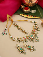 Thumbnail for Ruby Raang Rajkumari Necklace With Earrings And Maang Tikka - Distacart