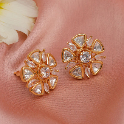 Round Kundan Studs (Gold) - Ruby Raang - Distacart