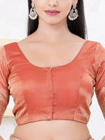 Thumbnail for Joban Fashion Copper Brocade Elbow Sleeveless Front Open Blouse
