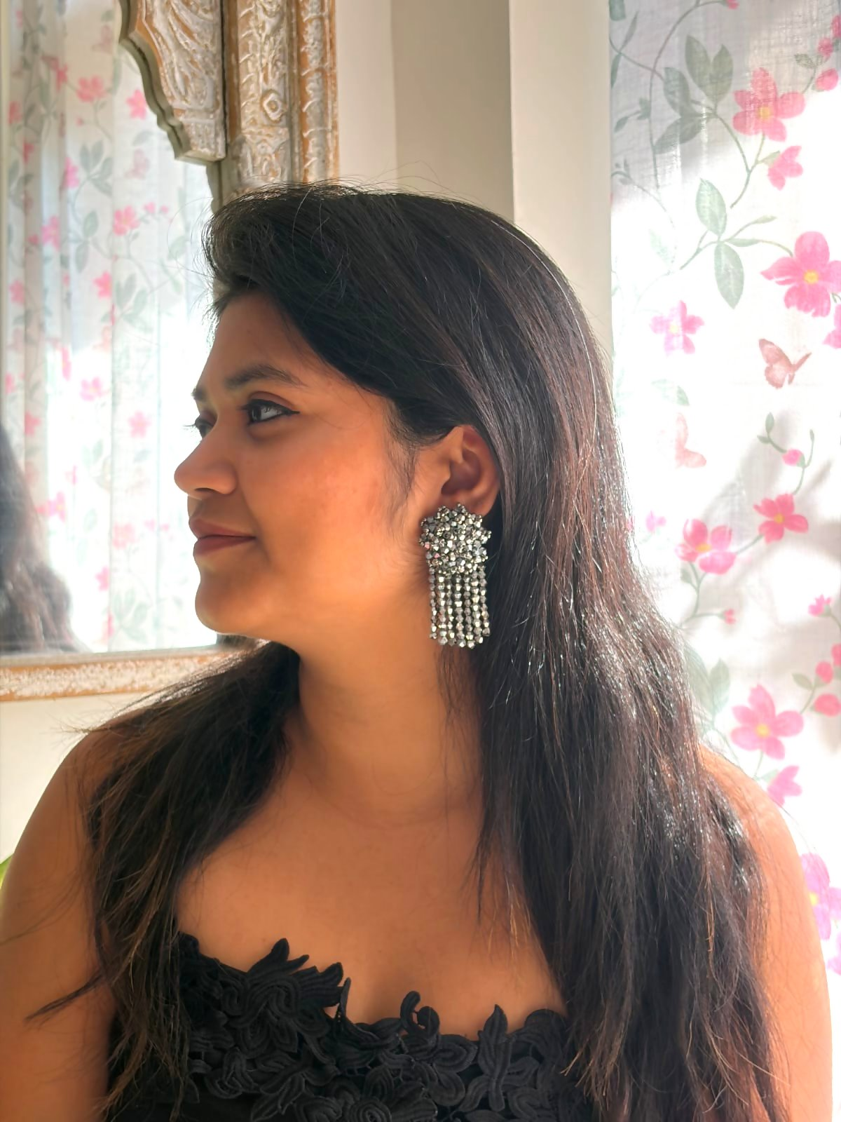 Inhanns Handmade Crystal Water Fall Earrings - Short - Titanium - Distacart