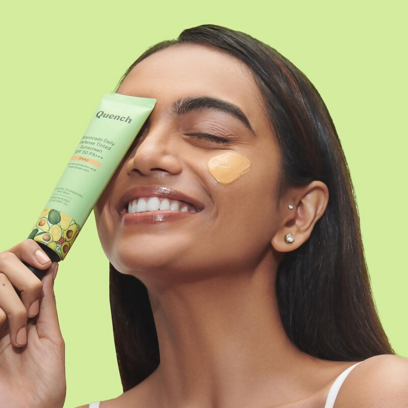 Quench Vitamin E Tinted SPF 50 Sunscreen PA+++ with both Mineral & Chemical Actives (Deep) - Distacart