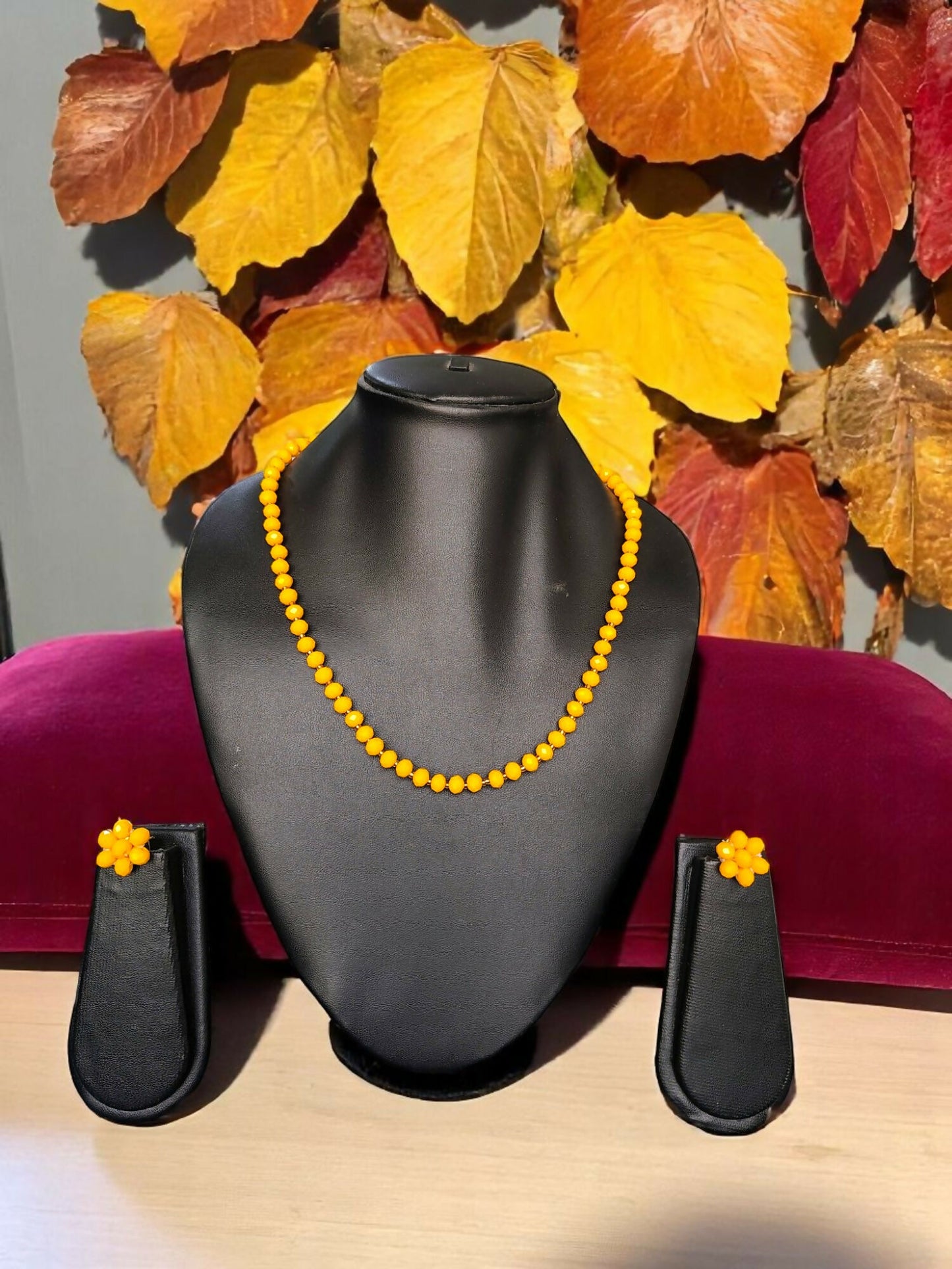 Inhanns Crystal Bloom – Single Line Necklace + Studs - Yellow - Distacart