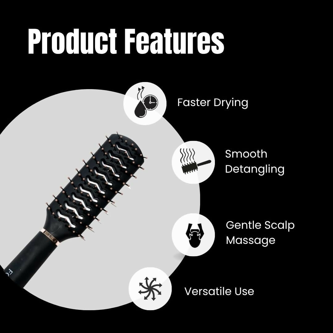 FOLELLO Professional Vent Hair Styling Brush for Blow Drying & Detangling - Dista