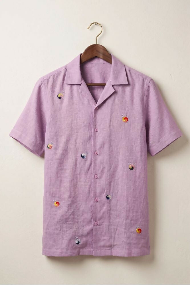 Airloom — Lavender Embroidered Linen Shirt by Hilo Design - Dista