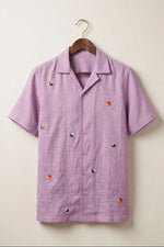 Thumbnail for Airloom — Lavender Embroidered Linen Shirt by Hilo Design - Dista